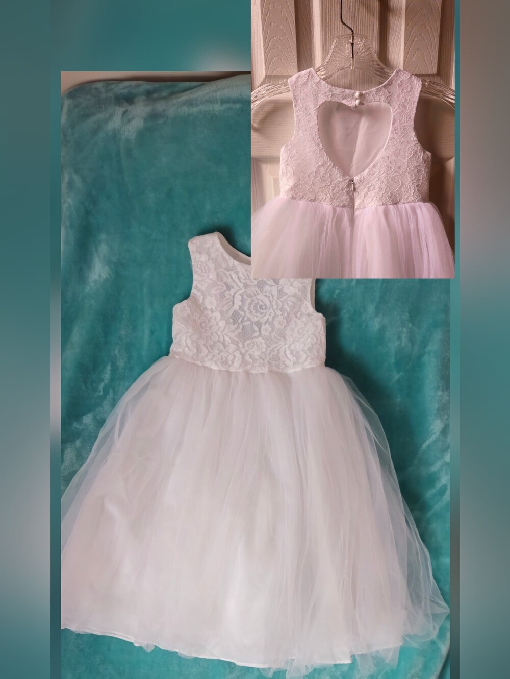 Unbranded Girl's White Lace & Tulle Flower Girl/Communion/Forma Dress - Size 4 - Picture 1 of 8
